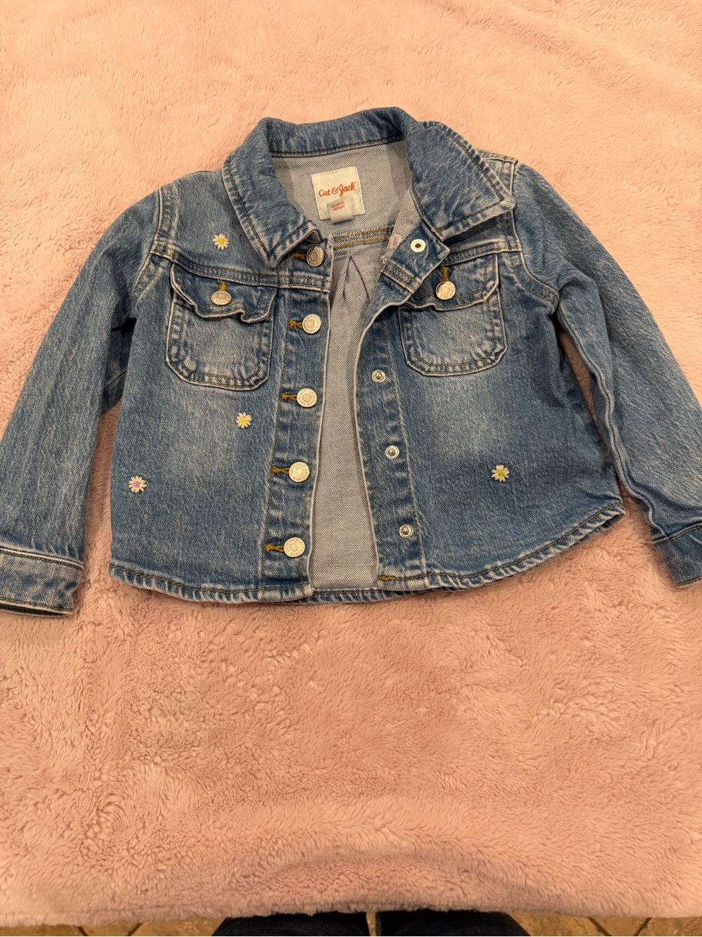 Cat & Jack: Girls' Blue Denim Jacket with Daisy Embroidery